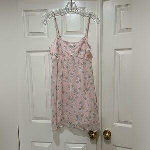 Abercrombie & Fitch Blush Pink Floral spaghetti Straps‎ babydoll dress large